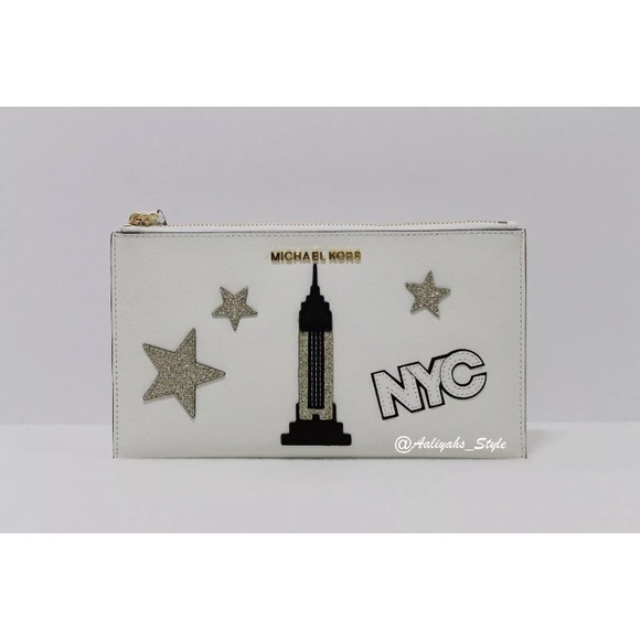 MICHAEL KORS LEATHER ILLUSTRATIONS JST LG CLUTCH - Picture 1 of 7